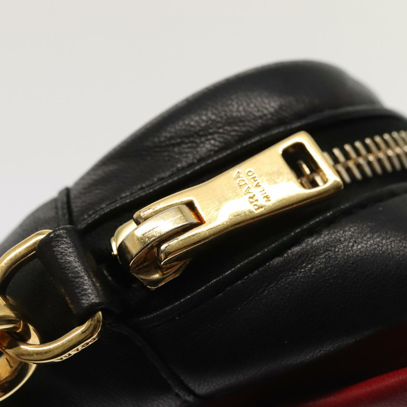【日本直送】PRADA 單肩包 皮革 紅色 黑金色 正品 89601-18