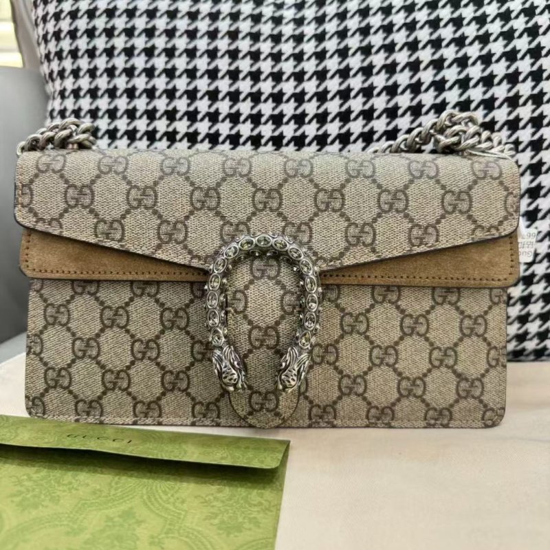 全新全套Gucci 新款酒神 鑽扣小號駝色-0