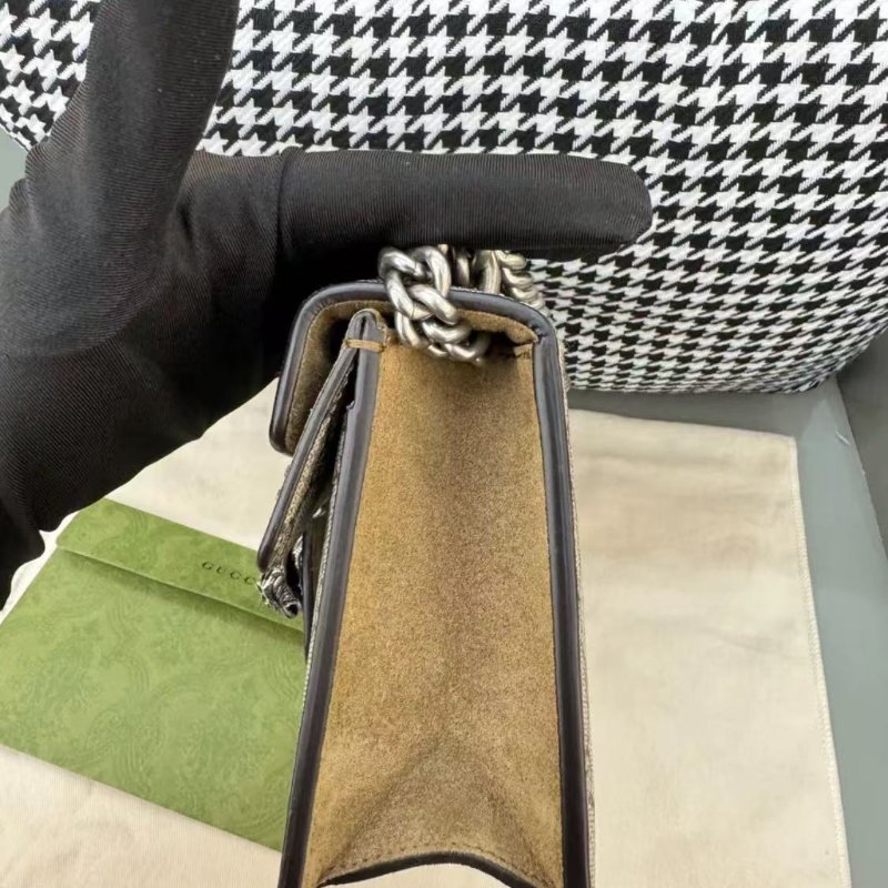 全新全套Gucci 新款酒神 鑽扣小號駝色-3