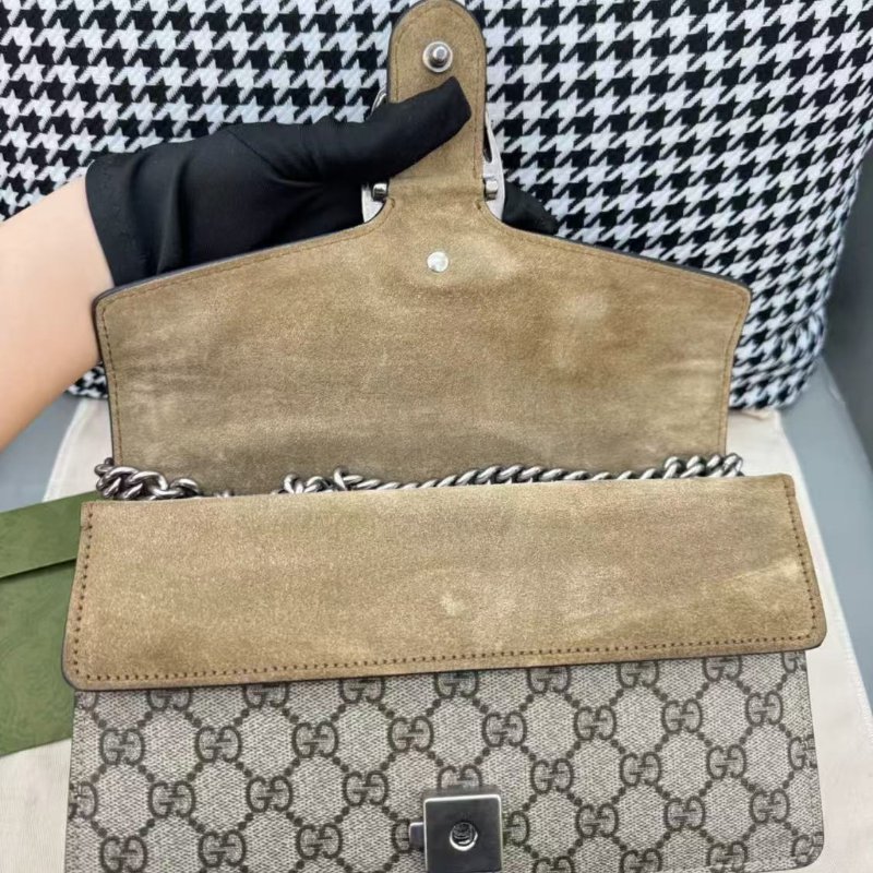 全新全套Gucci 新款酒神 鑽扣小號駝色-4