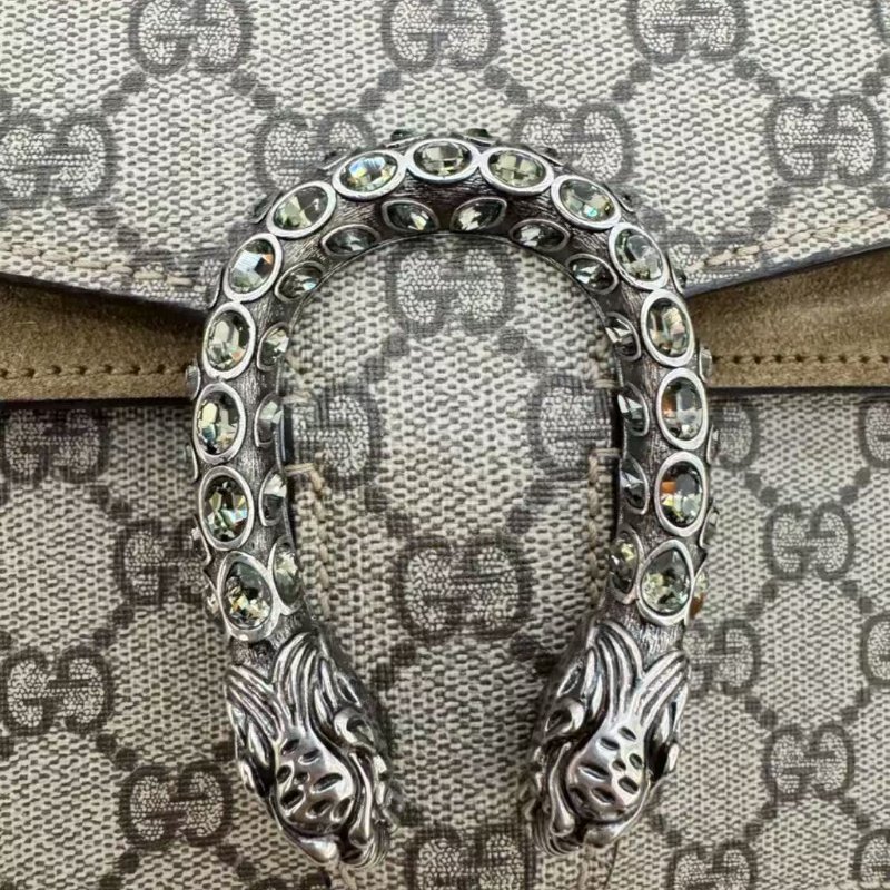 全新全套Gucci 新款酒神 鑽扣小號駝色-6