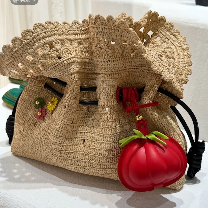 🎁夏季折扣🎁Loewe 中款 Flamenco Clutchin Raffia 草編包-5