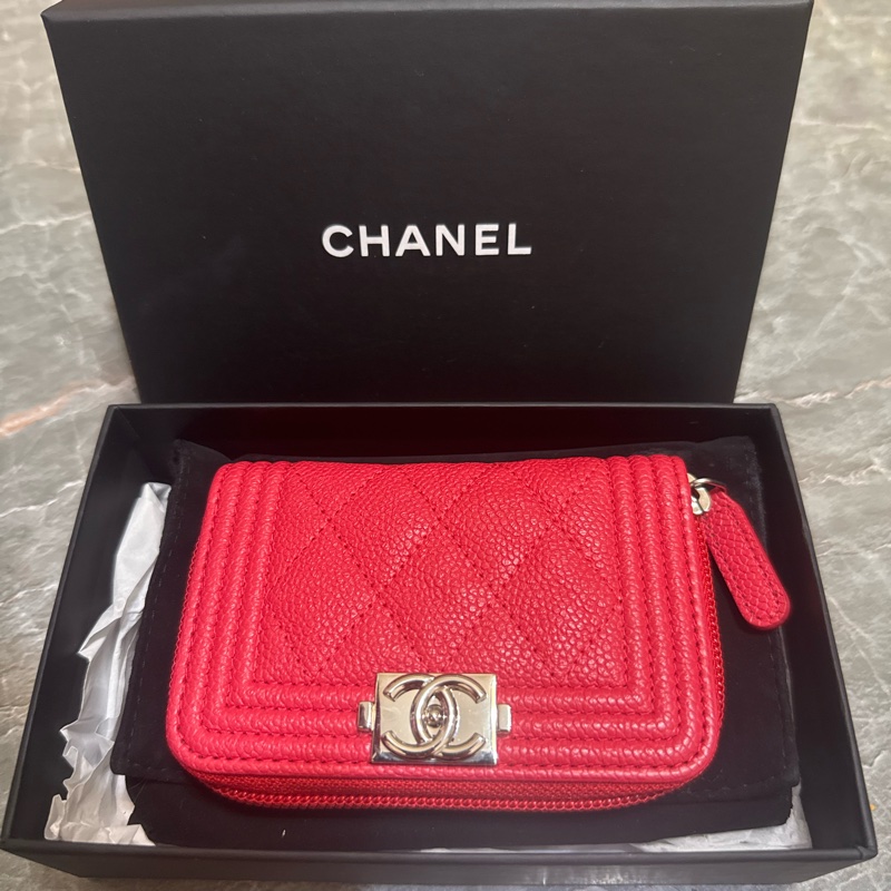 （香奈兒）💄荔枝皮紅色卡包-0