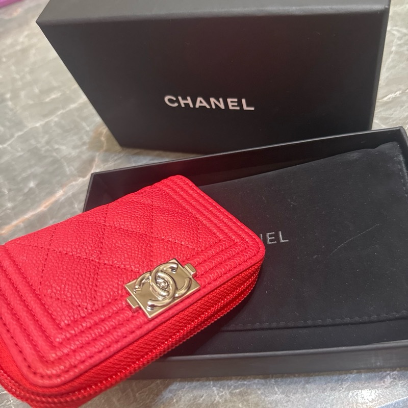 （香奈兒）💄荔枝皮紅色卡包-2