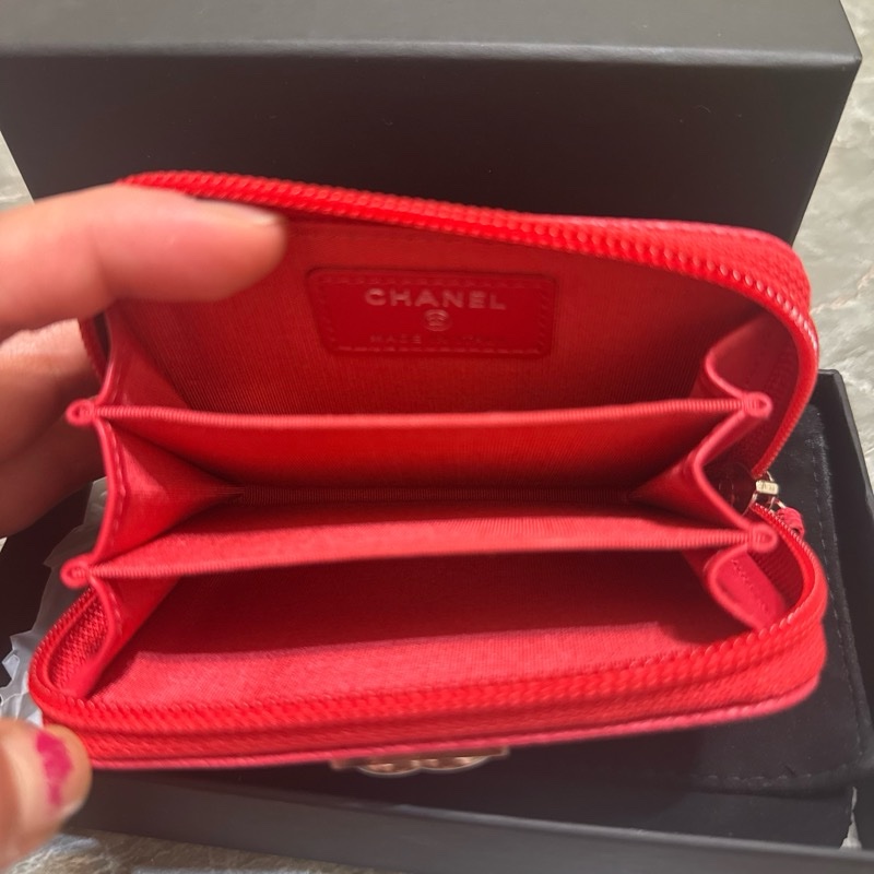 （香奈兒）💄荔枝皮紅色卡包-4