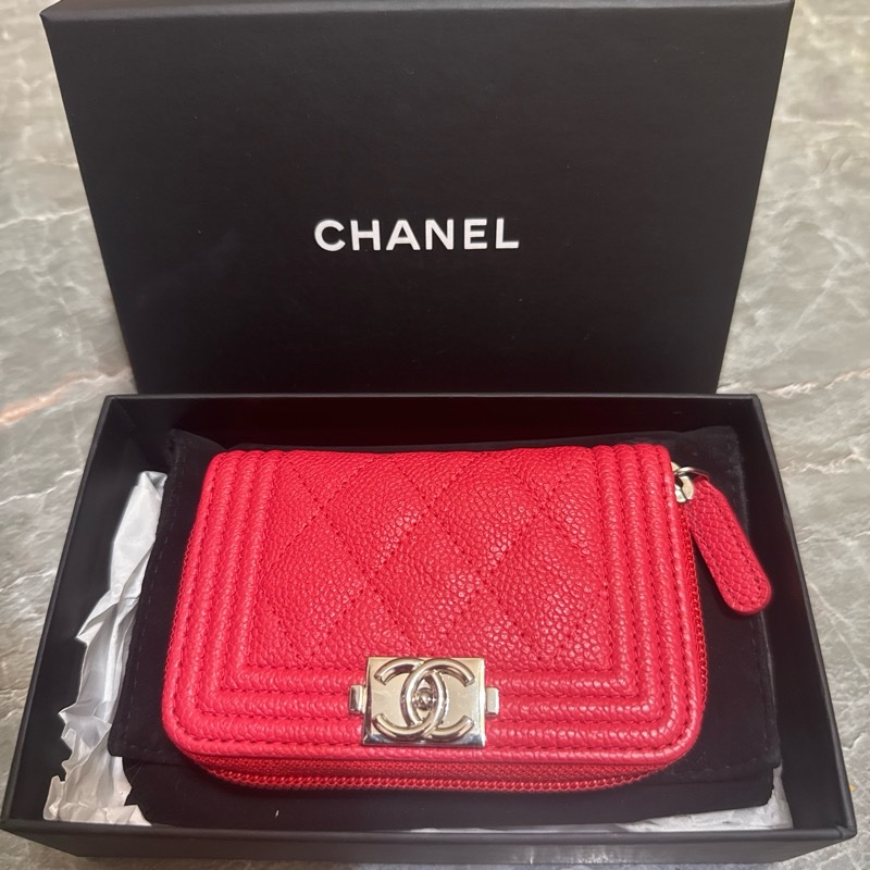 （香奈兒）💄荔枝皮紅色卡包-6