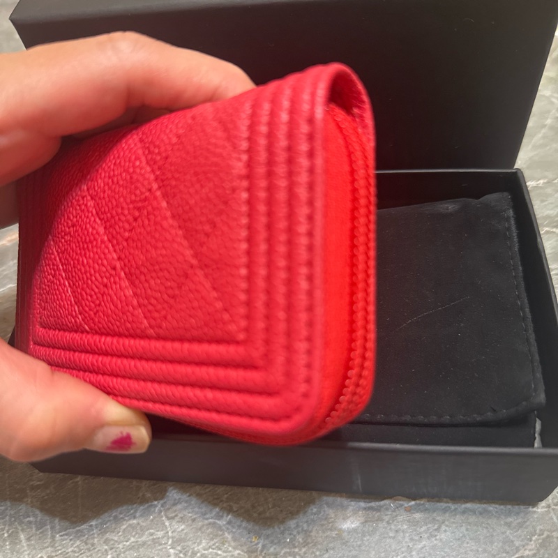 （香奈兒）💄荔枝皮紅色卡包-8