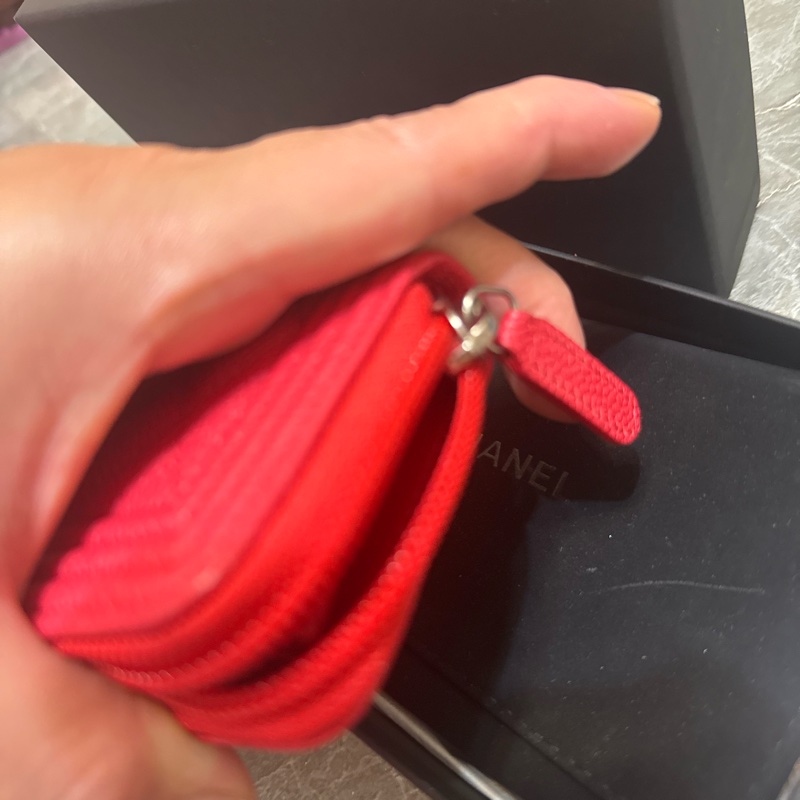 （香奈兒）💄荔枝皮紅色卡包-14