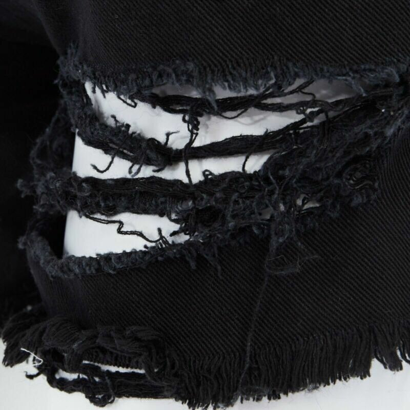 runway MARTIN MARGIELA 2008 black shredded ripped cut off jeans IT40 27"-1