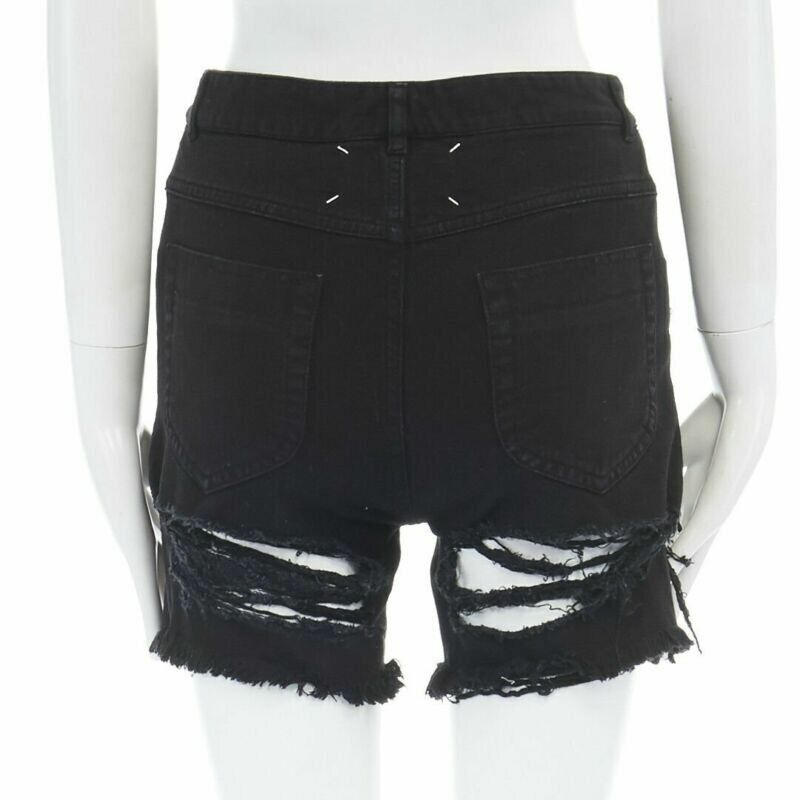 runway MARTIN MARGIELA 2008 black shredded ripped cut off jeans IT40 27"-4