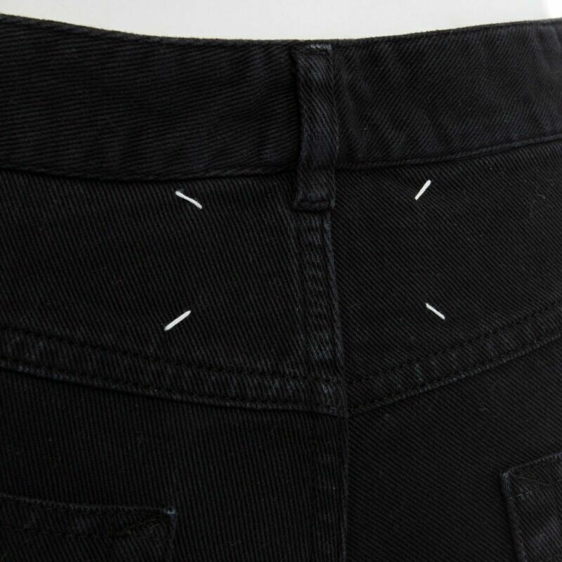 runway MARTIN MARGIELA 2008 black shredded ripped cut off jeans IT40 27"-6