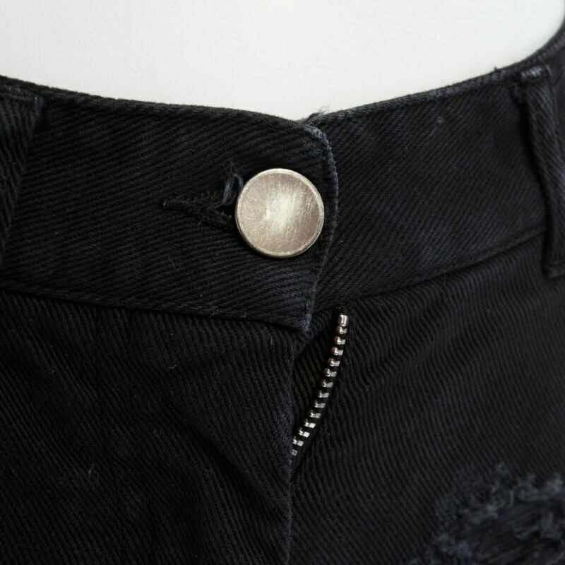 runway MARTIN MARGIELA 2008 black shredded ripped cut off jeans IT40 27"-7