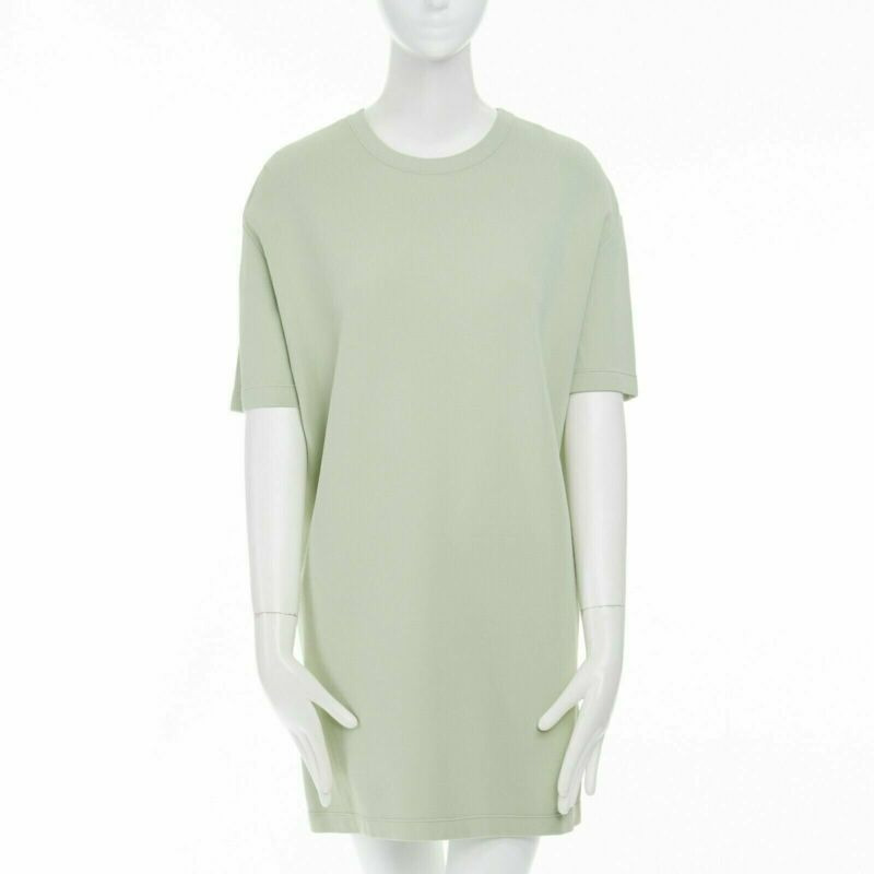 VALENTINO pastel green cotton crepe floral lace pleated back mini dress L-0