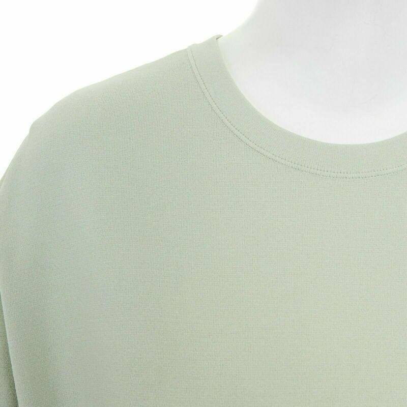 VALENTINO pastel green cotton crepe floral lace pleated back mini dress L-6