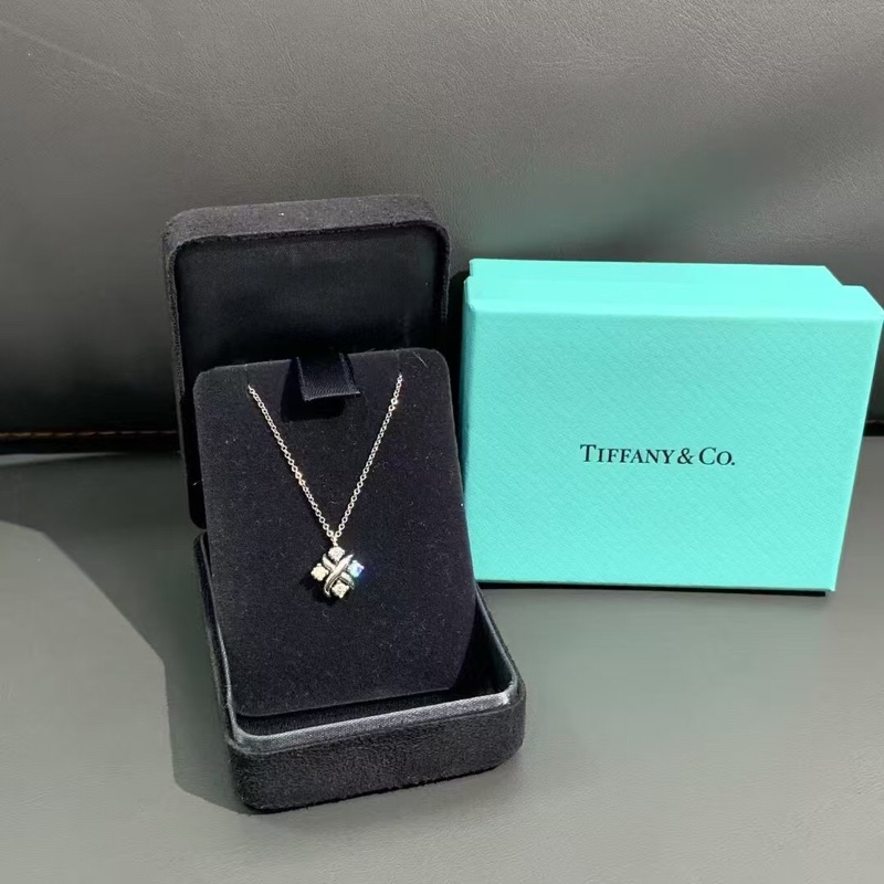 Tiffany 蒂夫尼 Lynn項鍊 白金鑲鑽項鍊-0