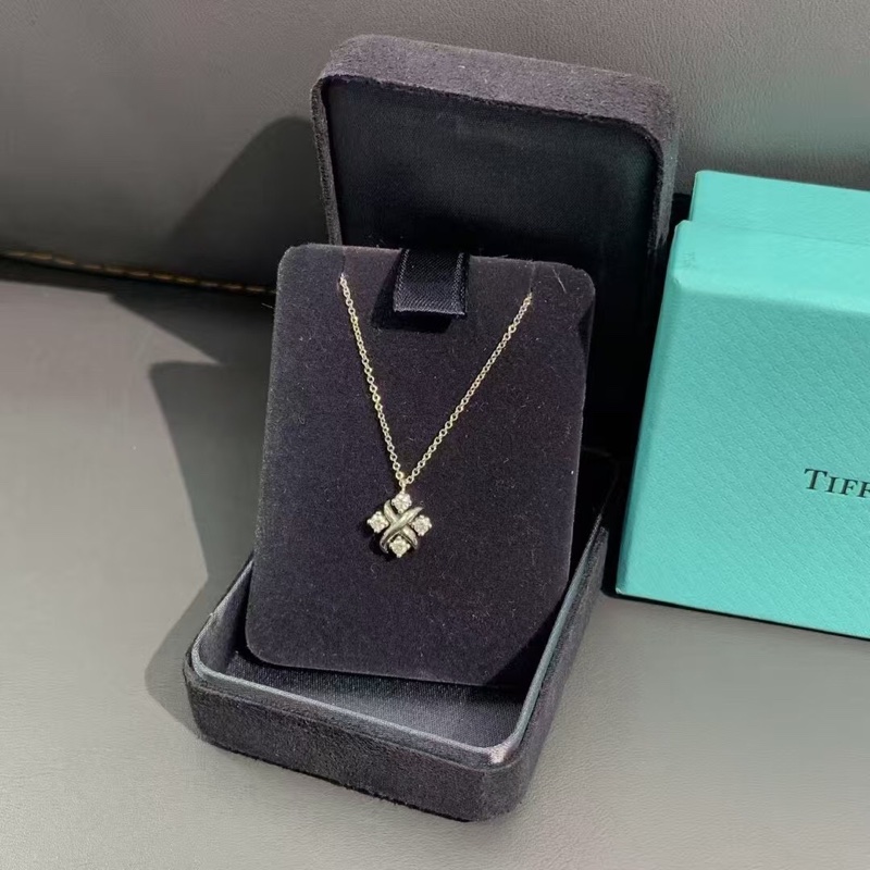 Tiffany 蒂夫尼 Lynn項鍊 白金鑲鑽項鍊-5
