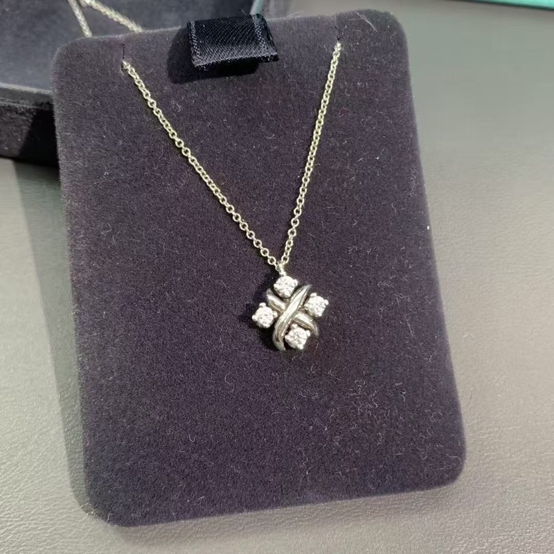 Tiffany 蒂夫尼 Lynn項鍊 白金鑲鑽項鍊-8