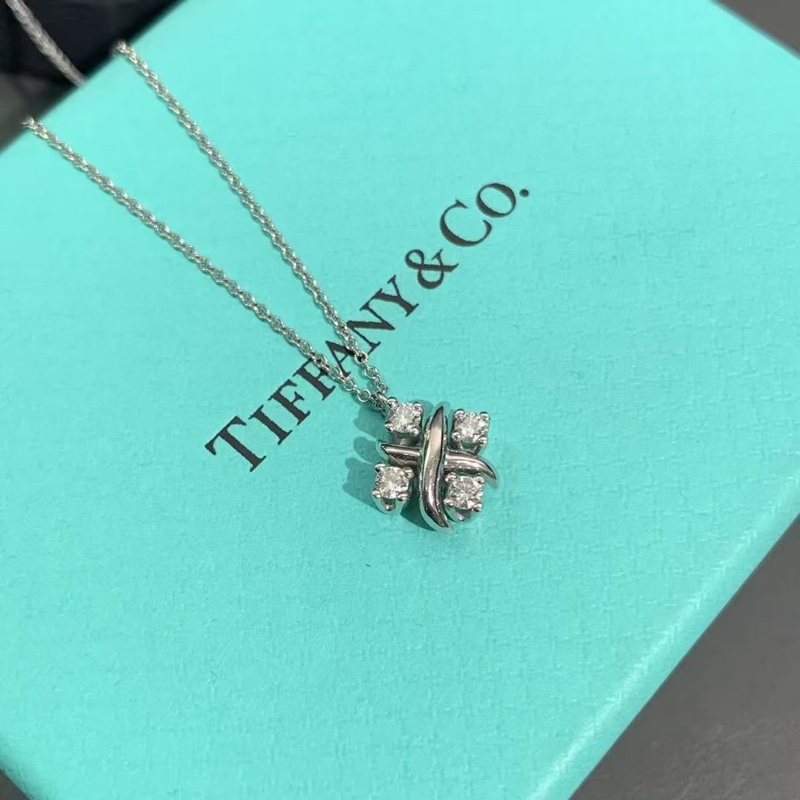Tiffany 蒂夫尼 Lynn項鍊 白金鑲鑽項鍊-10