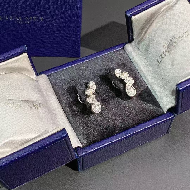 Chaumet 尚美巴黎 Josephine約瑟芬皇后系列白鷺白金耳環鑲鑽,12顆點綴圓形切割鑽石 2023購入-0