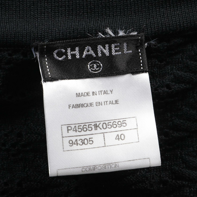 CHANEL COCO 馬克紐扣連身裙 P45651 棉質黑色二手女款 40 碼 CC-4