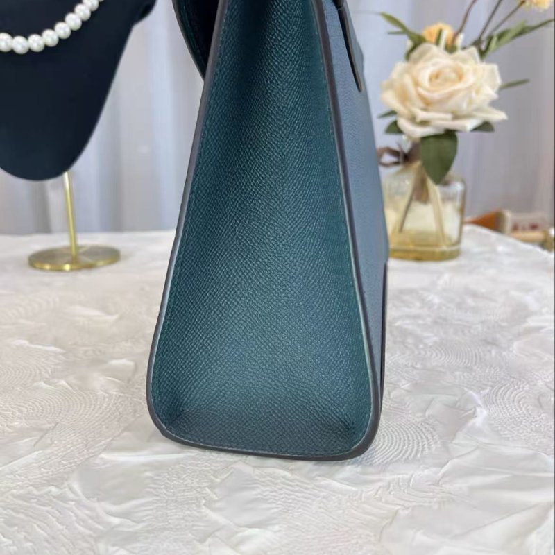 Moynat Gabrielle pm 孔雀藍 金扣手提斜背包 25*28*9 99新 配件塵袋-2