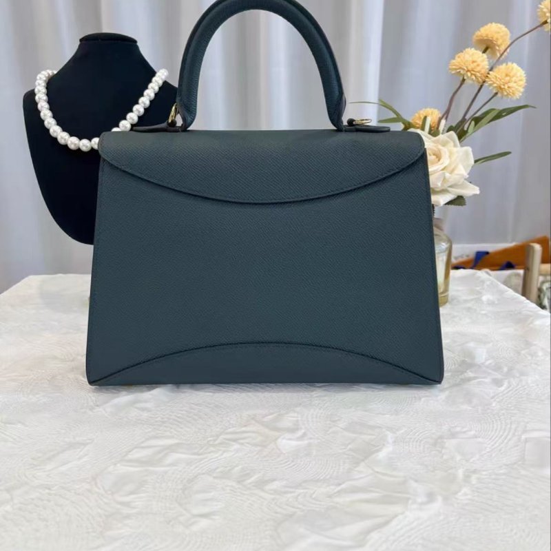 Moynat Gabrielle pm 孔雀藍 金扣手提斜背包 25*28*9 99新 配件塵袋-7