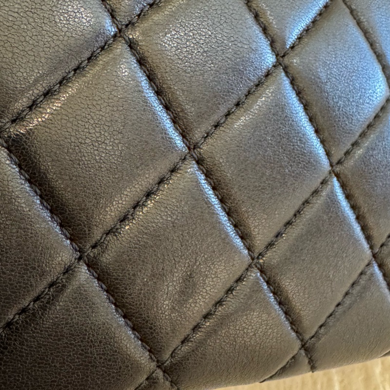 Chanel黑羊皮復古口蓋包20cm-19