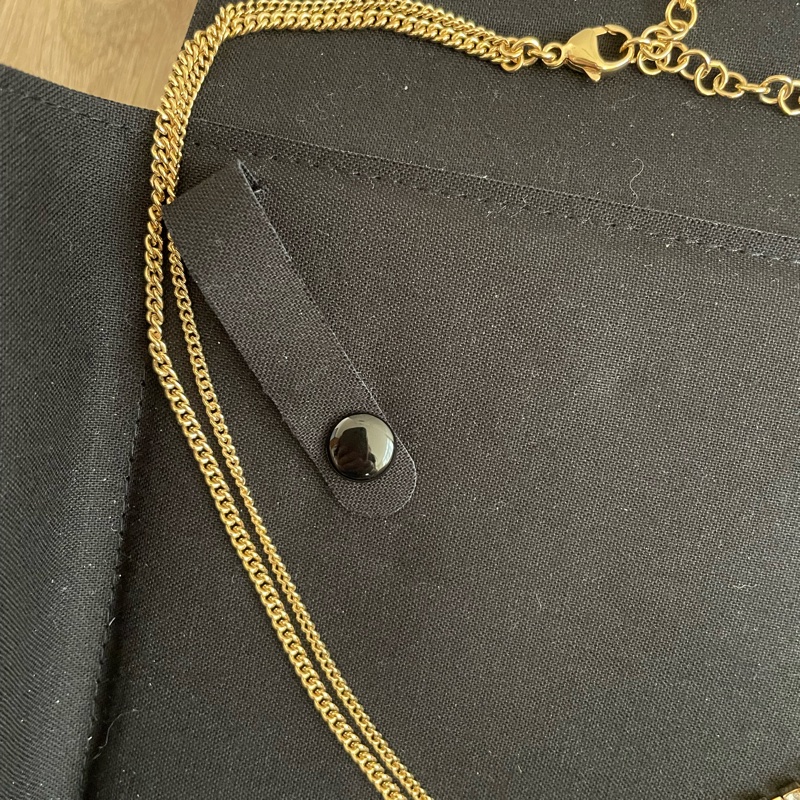 CHANEL 金色雙鍊水鑽切割項鍊-3