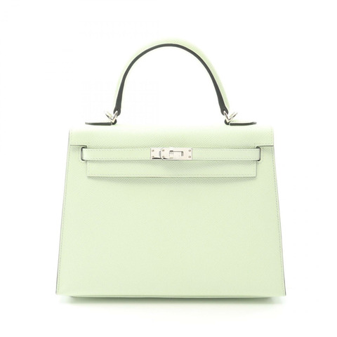 HERMES Kelly 25 手提單肩包 W Epsom 小牛皮 vert fizz 二手 SHW