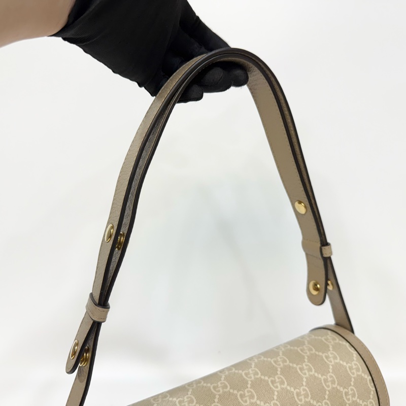 GUCCI燕麥色牛皮老花馬銜扣1955肩側背包602204-18