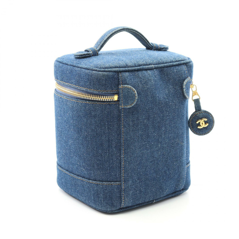 香奈兒 COCO Mark Vanity 手提包 A01998 牛仔藍 GHW 二手女款-1
