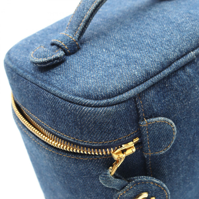 香奈兒 COCO Mark Vanity 手提包 A01998 牛仔藍 GHW 二手女款-6