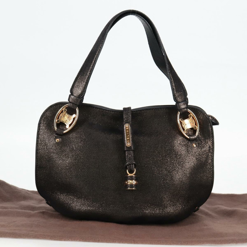 【日本直送】CELINE 手提包 皮革 黑金色 正品 122142AV-11