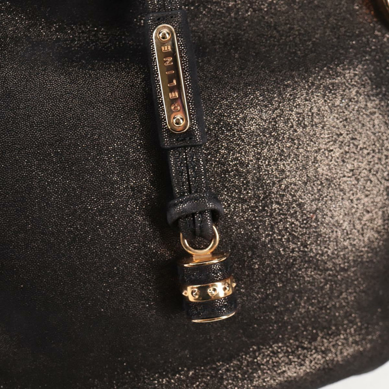 【日本直送】CELINE 手提包 皮革 黑金色 正品 122142AV-17