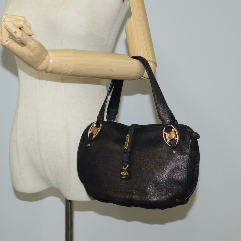 【日本直送】CELINE 手提包 皮革 黑金色 正品 122142AV-25