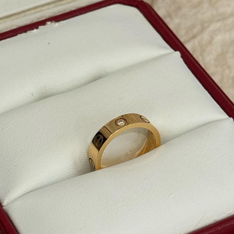 Cartier Love系列單鑽玫瑰金戒指47號-0