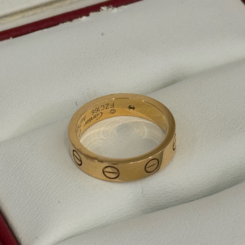 Cartier Love系列單鑽玫瑰金戒指47號-1