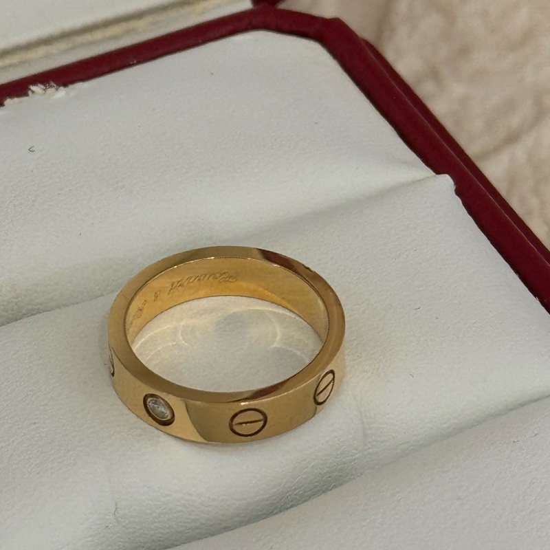 Cartier Love系列單鑽玫瑰金戒指47號-2