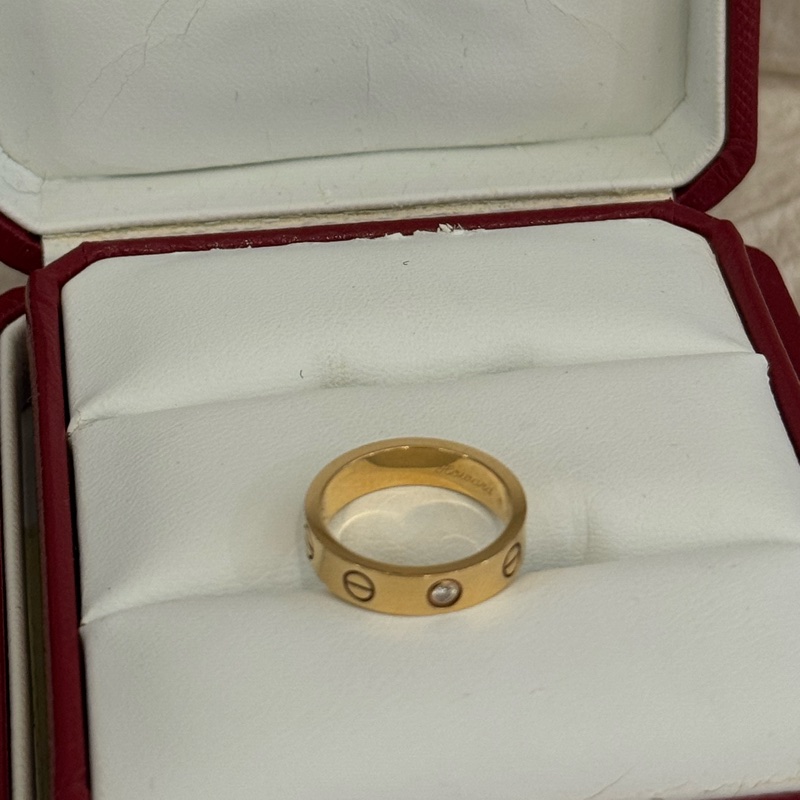 Cartier Love系列單鑽玫瑰金戒指47號-3