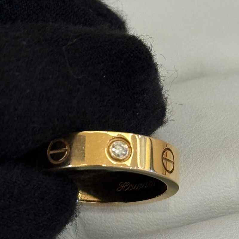 Cartier Love系列單鑽玫瑰金戒指47號-4