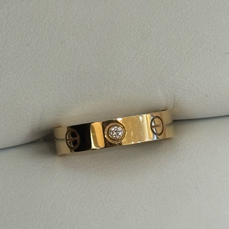 Cartier Love系列單鑽玫瑰金戒指47號-5