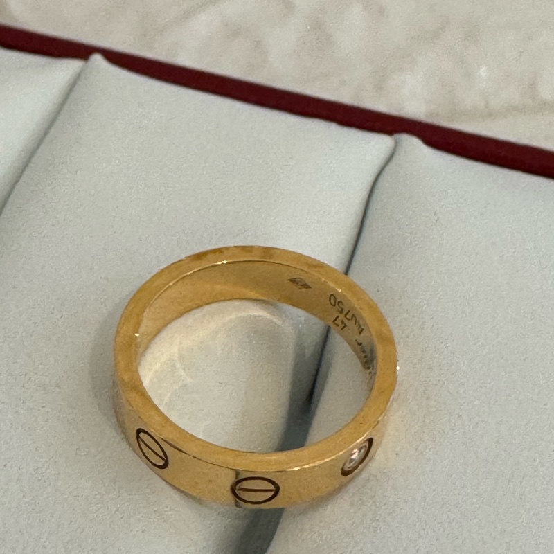 Cartier Love系列單鑽玫瑰金戒指47號-12