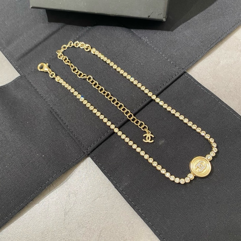 Chanel香奈兒金幣鑲鑽雙C項鍊-0