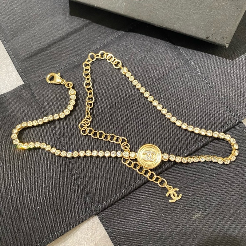 Chanel香奈兒金幣鑲鑽雙C項鍊-1