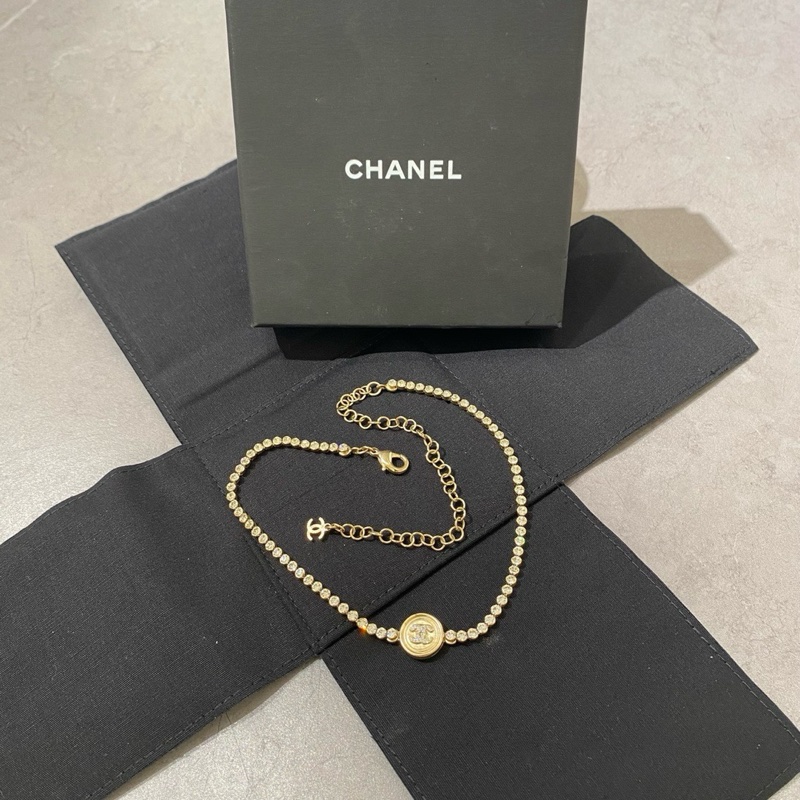 Chanel香奈兒金幣鑲鑽雙C項鍊-4