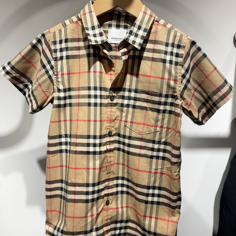 Burberry 復古格紋短袖襯衫 兒童8Y 128cm 全新帶吊牌-0
