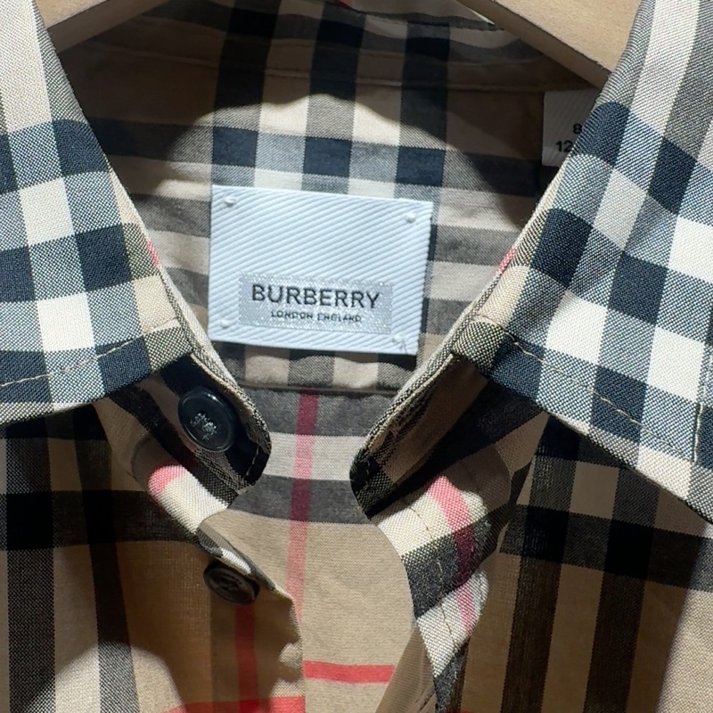 Burberry 復古格紋短袖襯衫 兒童8Y 128cm 全新帶吊牌-1