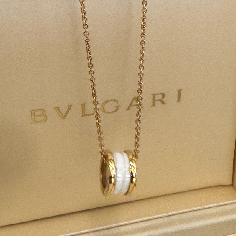 Bvlgari白陶瓷18K金B.ZERO1圓環項鏈-3