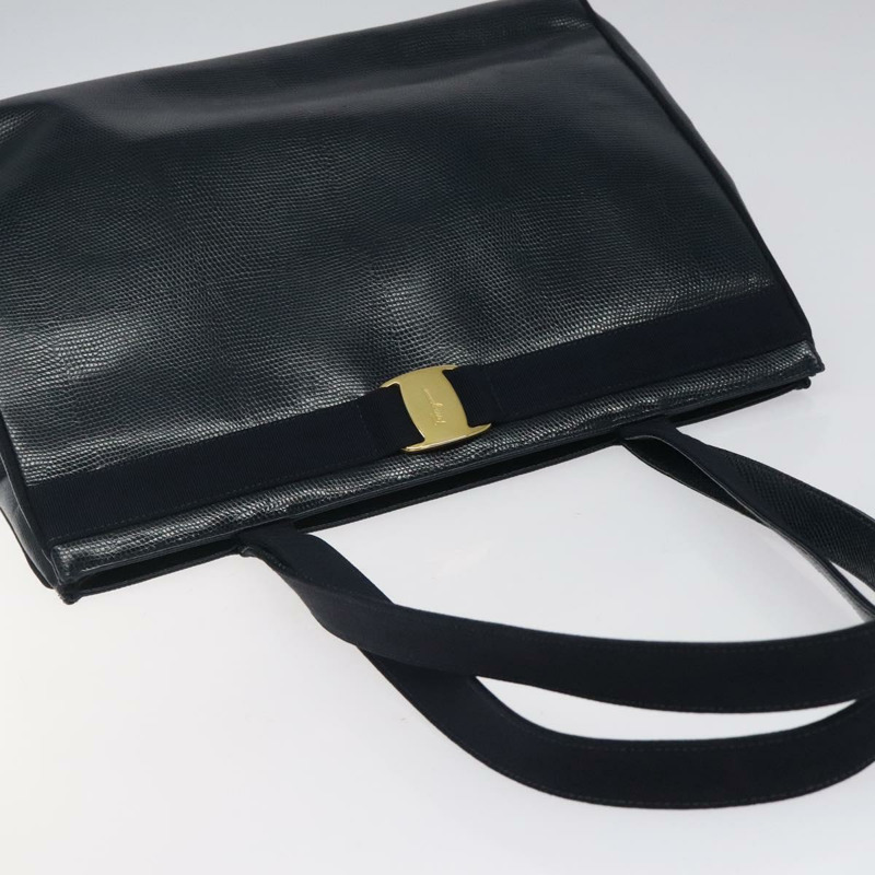 【日本直送】Salvatore Ferragamo 托特包皮革壓花海軍藍金色正品 gh069-5