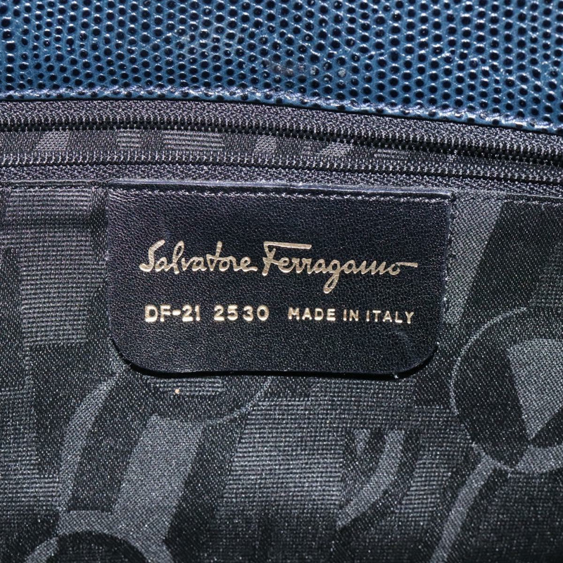 【日本直送】Salvatore Ferragamo 托特包皮革壓花海軍藍金色正品 gh069-11